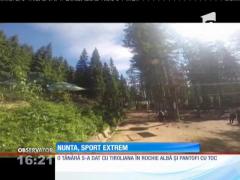 O mireasă s-a dat cu tiroliana în ziua nunţii