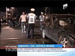 Marius Maghiari, poliţistul care a lovit o femeie pe trecerea de pietoni, a dat proba de rezistenţă cu jurnaliştii