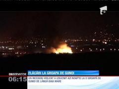 Baia Mare: Un incendiu de proporţii a izbucnit la o groapă de gunoi