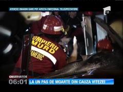Accident cumplit în Capitală. Un şofer a pierdut controlul volanului şi a intrat într-un stâlp