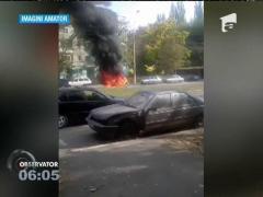 O mașină s-a făcut scrum pe o stradă din Galaţi