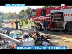 Accident grav pe o autostradă din Italia! Microbuz cu români, răsturnat pe autostradă