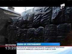 Captură impresionată a polițiștilor din Sighetul Marmaţiei au descoperit o basculantă plină cu ţigări