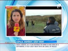Cristi, băiatul de 14 ani din Dolj, dispărut de o săptămână, găsit mort într-un canal de irigaţii