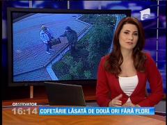 Piteşti: Un bărbat şi o femeie au fost filmaţi în timp ce tăiau trandafirii din faţa unei cofetării