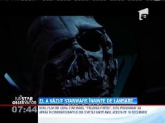 Un american bolnav de cancer, aflat în ultima fază, a vizionat filmul "Star Wars: Trezirea Forţei", înante de lansare