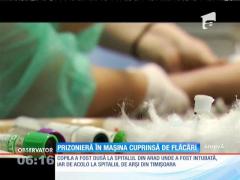 Fetiţă de numai trei ani, prizonieră în mașina cuprinsă de flăcări