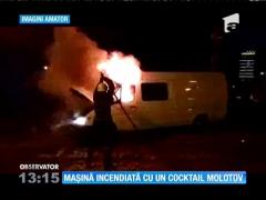 O autoutilitară a fost incendiată în stil mafiot, pe un bulevard din Iaşi