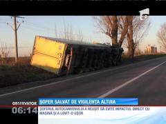Șofer începător salvat de vigilența altuia