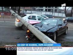 Cu chef de scandal, după accident. Circulaţia a fost blocată mai bine de o oră!