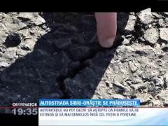 Deși circulația a fost închisă, pe autostrada Sibiu-Orăştie au apărut noi fisuri