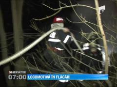 O locomotivă a luat foc în gara din Drobeta Turnu Severin