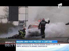Maşina fostului şef al poliţiei rutiere din Buzău a ars ca o torţă pe drumul european 85