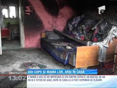 Doi copii și mama lor, arși de vii în casă