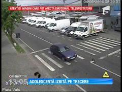 Imagini șocante! Adolescentă izbită în plin pe trecerea de pietoni