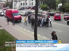 Carambol violent, surprins de o cameră de spraveghere