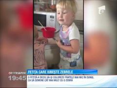 Și-a pictat în dungi fratele mai mic, ca să semene cu o zebră!