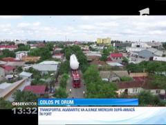 Un transport agabaritic a plecat din Buzău şi urmează să ajungă în portul Olteniţa