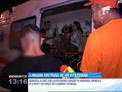 Cinci maşini aflate într-o parcare din Capitală, distruse de un şofer vitezoman