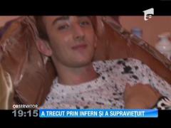 Mădălin, tânărul care sărit pe geamul unui cămin curprins de flăcări din Marea Britanie, a ajuns acasă