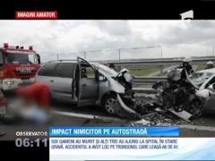 Doi oameni au murit şi alţi trei au fost răniţi grav, în urma unui accident teribil pe autostrada Timişoara- Lugoj
