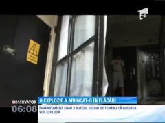 O explozie puternică a zguduit din temelii un bloc din localitatea prahoveană Bărcăneşti. O femeie a fost grav rănită