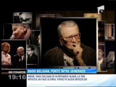 Sicriul cu trupul neînsufleţit al maestrului Radu Beligan, depus la capela bisericii Colţea