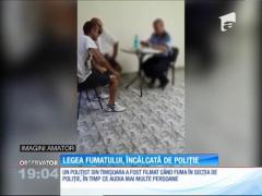Un poliţist din Timişoara a fost filmat în timp ce fuma în interiorul secţiei, în timpul audierilor