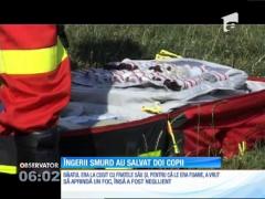 Zi solicitantă pentru îngerii SMURD. Echipajele de pe elicoptere s-au ridicat de două ori de la sol, pentru doi copii cu arsuri grave