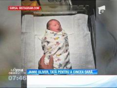 Celebrul bucătar Jamie Oliver, tată pentru a cincea oară