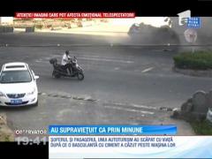 Un şofer din China a supravieţuit ca prin minune după ce maşina în care se afla a fost spulberată de un camion