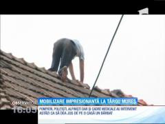 Mobilizare impresionantă de forţe în Târgu Mureş! Un bărbat s-a urcat pe acoperişul unui imobil şi ameninţa că se sinucide