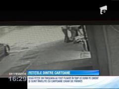 Fetițele dintre cartoane, la doi paşi de o secţie de poliţie