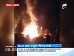 Un târg cu 50 de tarabe din lemn a ars din temelii în Onești