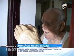 Doi bătrâni, scandal în scara blocului. Unul dintre ei, de 98 de ani, a fost împușcat!