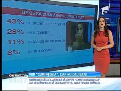Românii cred că statul ar trebui să se cumpere "Cuminţenia pământului", dar nu se înghesuie să dea bani