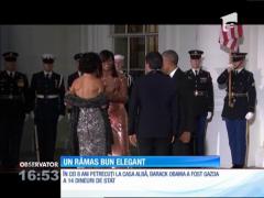 Michelle Obama purtat o rochie Versace la ultima cină de stat în calitate de gazdă!