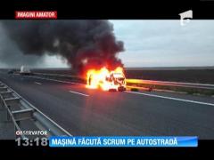 O maşină a ars în totalitate pe autostrada Soarelui