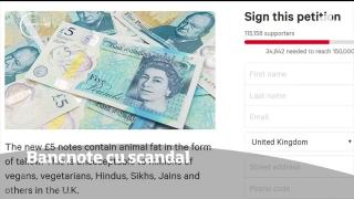 Veganii şi vegetarienii britanici cer Băncii Naţionale să retragă bancnotele de cinci lire