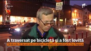 Neatenţia putea costa viaţa unei bicicliste, care a fost izbită de o maşină, în Cluj