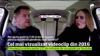 Cel mai vizualizat videoclip din 2016 îi aparține lui Adele