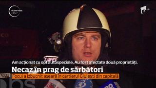 Necaz în prag de sărbători: Un incendiu a izbucnit la o casă din Capitală