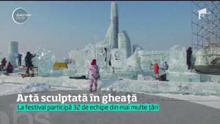 Spectacol înghețat: Cea mai mare competiţie de sculpturi în gheaţă din China (VIDEO)