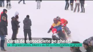 Pasiunea nu ține cont de vremea de afară! Motocicliști din peste 10 județe s-au luat la întrecere pe gheață