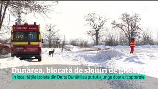 Dunărea, blocată de sloiuri de gheață