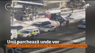 Imaginile cu un SUV parcat într-o staţie de autobuz din Capitală au revoltat Internetul!