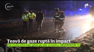 Pericol de explozie în Neamţ! Un şofer vitezoman a scăpat maşina de sub control şi a intrat într-o magistrală de gaze