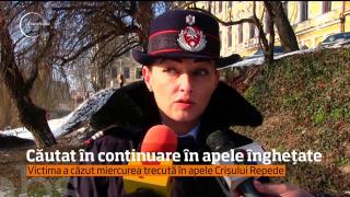 Bărbatul dispărut în apele înghețate ale Crișului Repede nu a fost încă de găsit! Se fac scufundări printre sloiuri de gheaţă