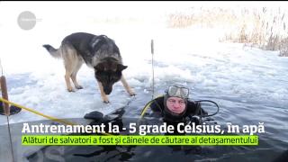 Antrenament în apă, la -5 grade Celsius, pentru pompierii scafandri de la ISU Bucovina
