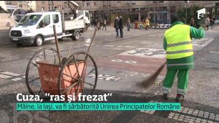 Statuia lui Cuza de la Iaşi a fost curăţată înaintea aniversării Micii Uniri